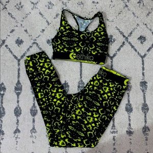 Neon snakeskin Legging and Sports Bra set